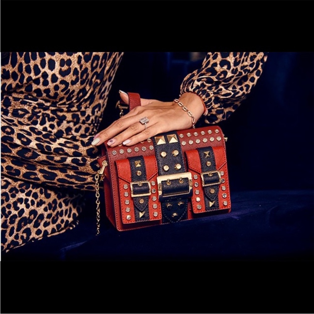 Michael Kors Red and Black Studded Bag